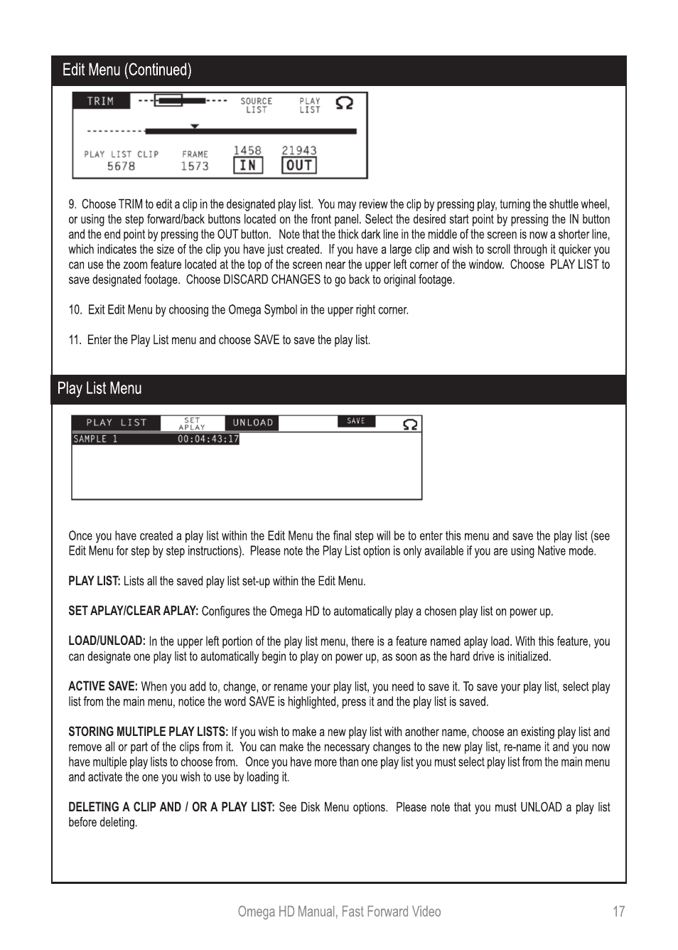 Omegahdmanual_p17 | Fast Forward Video Omega HD User Manual | Page 17 / 22