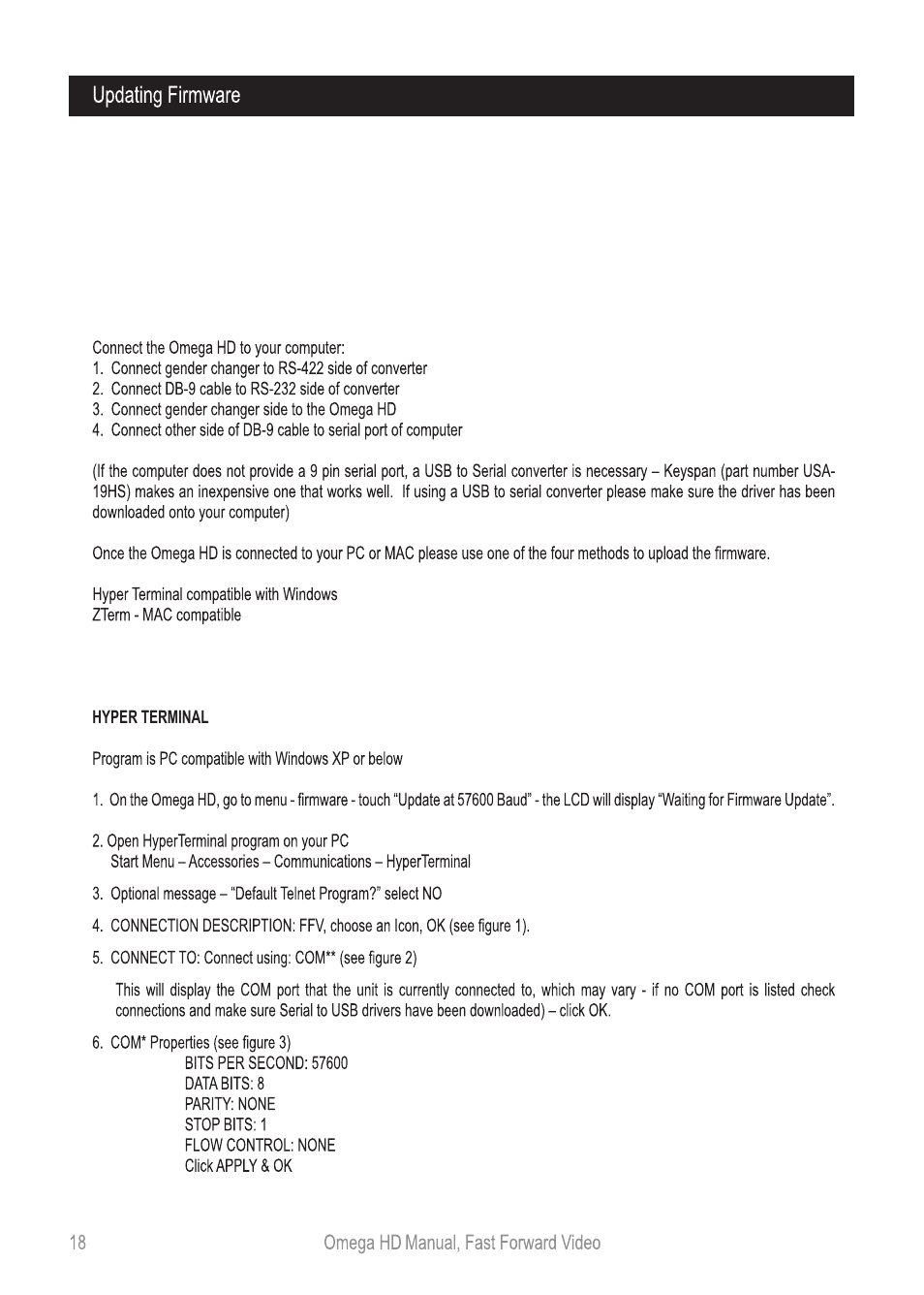 Omegahdmanual_p18 | Fast Forward Video Omega HD User Manual | Page 18 / 22