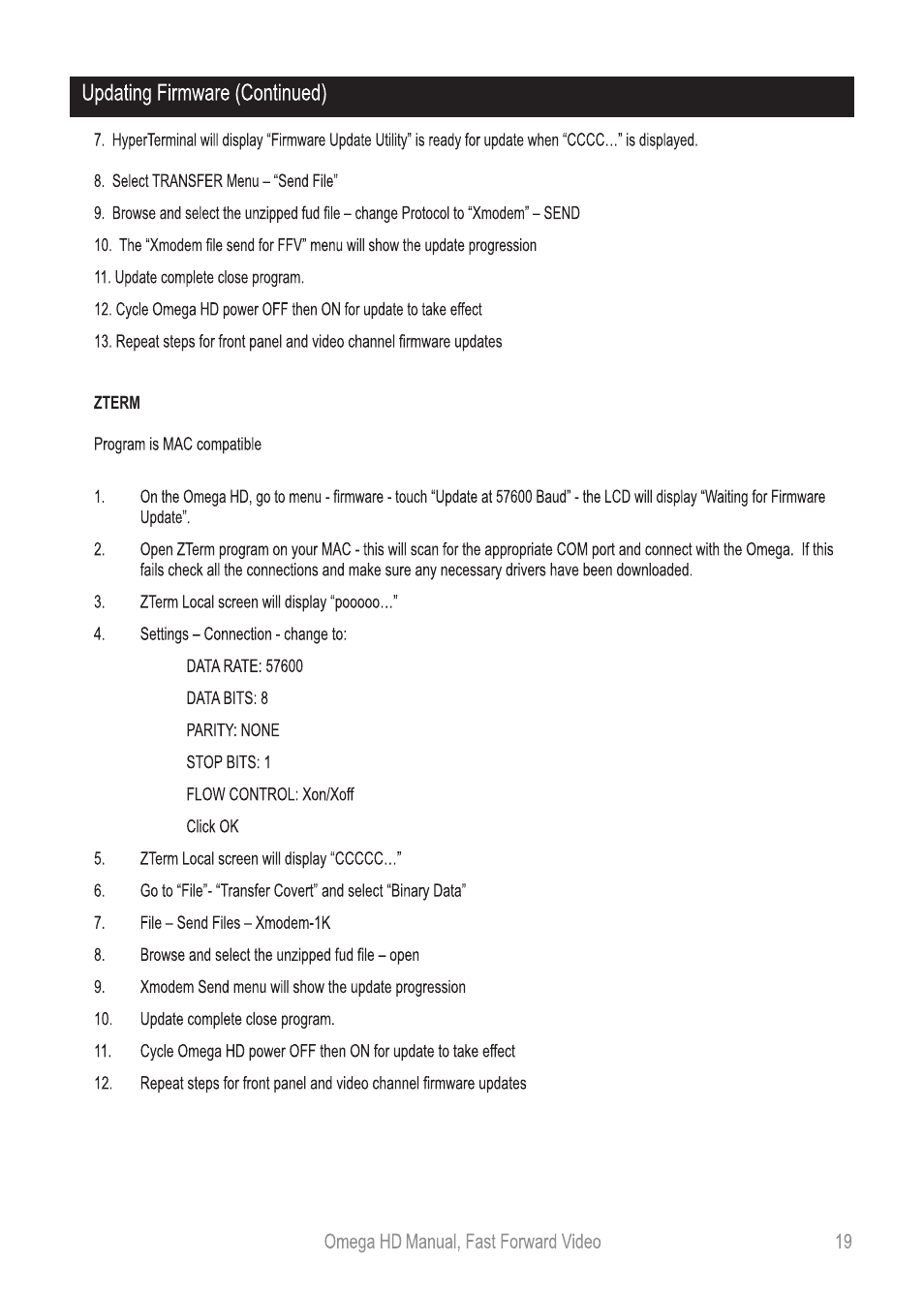 Omegahdmanual_p19 | Fast Forward Video Omega HD User Manual | Page 19 / 22