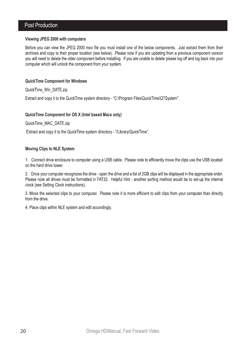 Omegahdmanual_p20 | Fast Forward Video Omega HD User Manual | Page 20 / 22