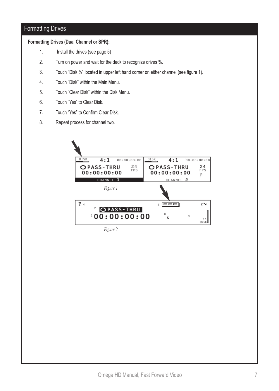 Omegahdmanual_p7, Formatting drives | Fast Forward Video Omega HD User Manual | Page 7 / 22