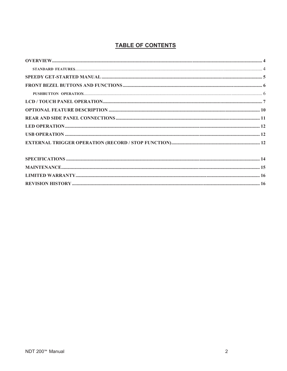 Ndt200 dvr manual p2 | Fast Forward Video NDT 200 User Manual | Page 2 / 16