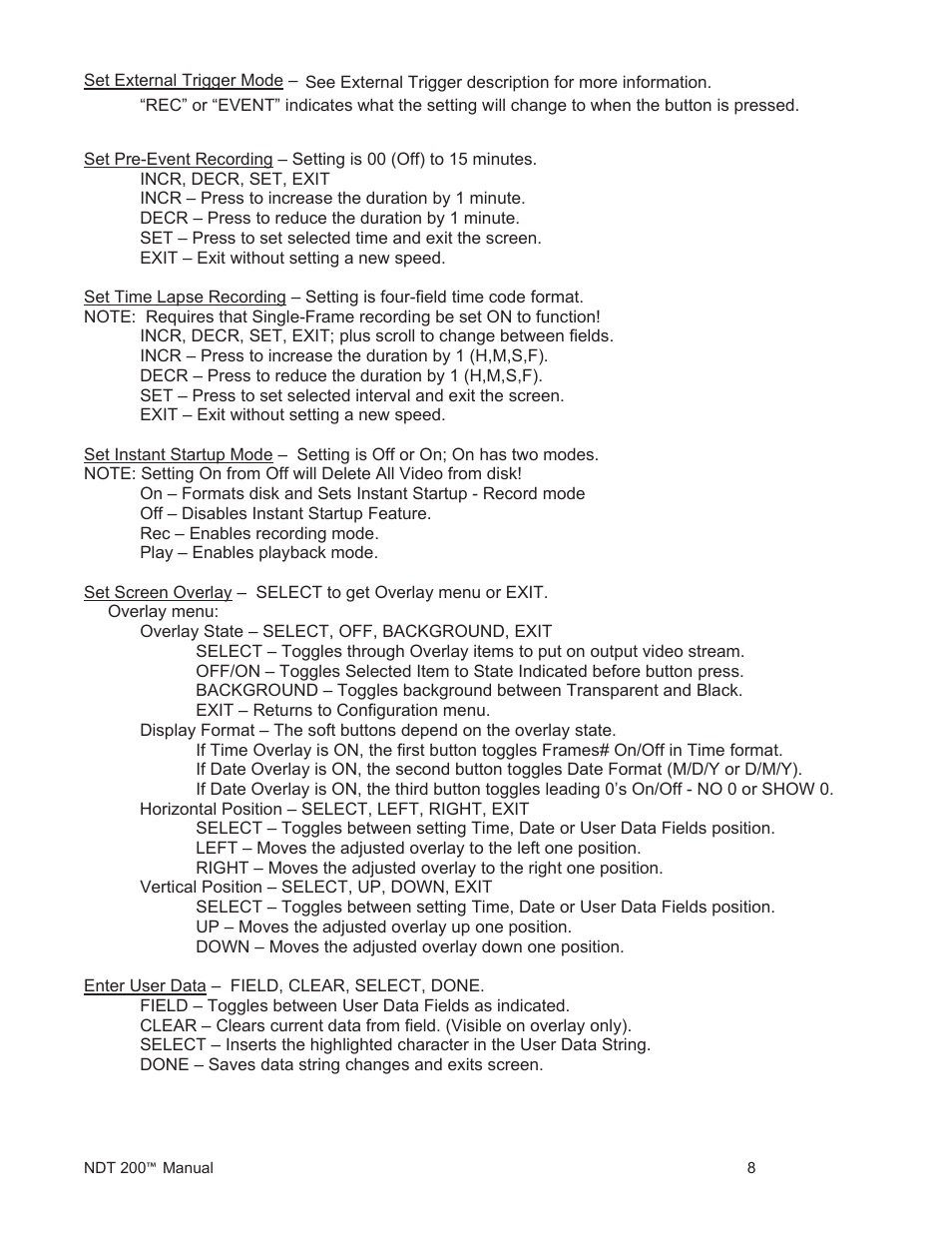Ndt200 dvr manual p8 | Fast Forward Video NDT 200 User Manual | Page 8 / 16