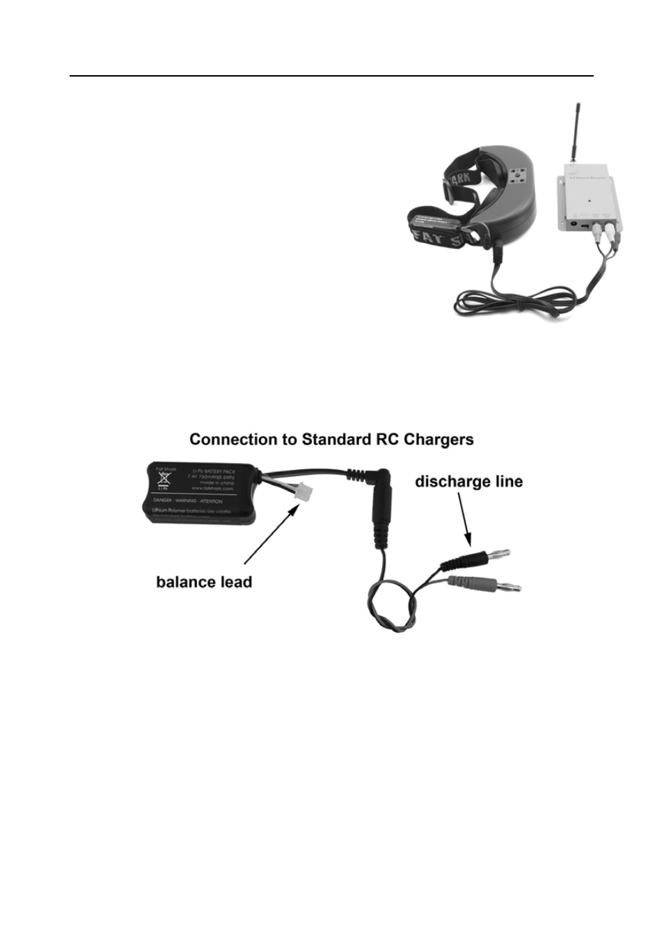Battery charging, Using an external receiver | Fat Shark PredatorV2 CE User Manual | Page 7 / 12