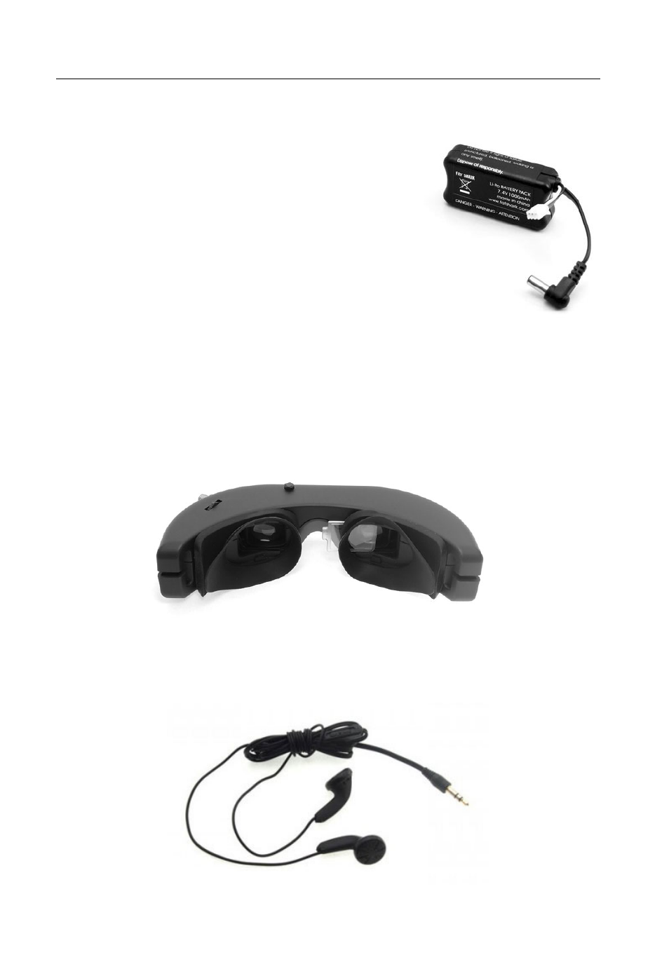 1000ma battery pack, Diopter lens, Adjustable earphones | Fat Shark Attitude V2 User Manual | Page 8 / 12