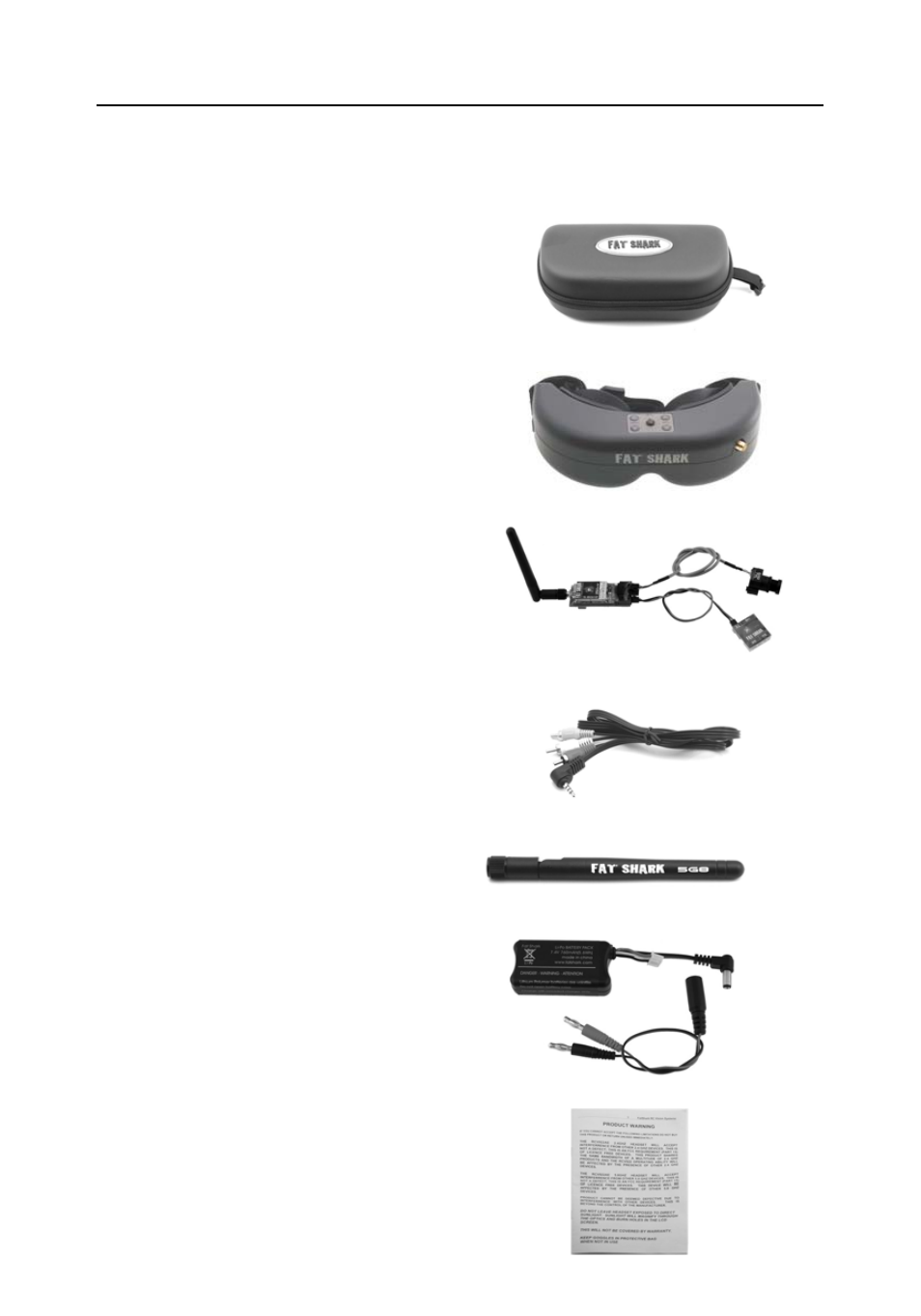 Product contents, Battery, Manual | Fat Shark Predator V2 User Manual | Page 3 / 12