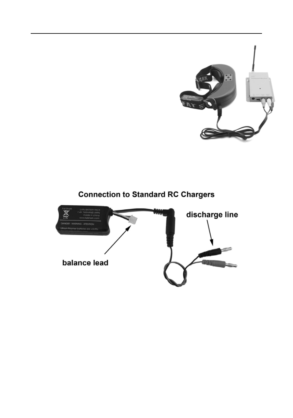 Battery charging, Using an external receiver | Fat Shark Predator V2 User Manual | Page 7 / 12