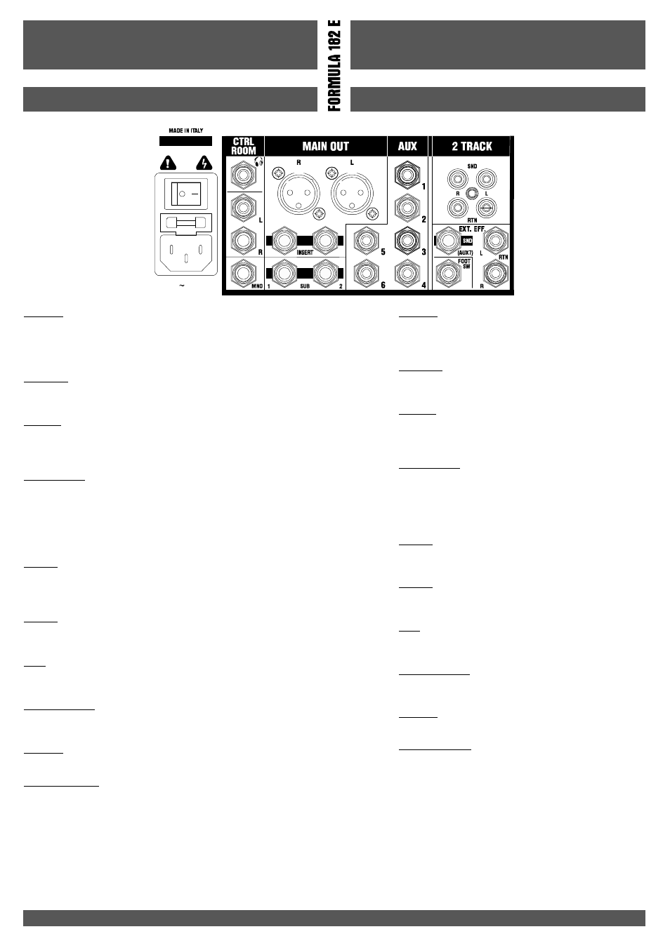 Italiano english | FBT FORMULA 122E User Manual | Page 10 / 56