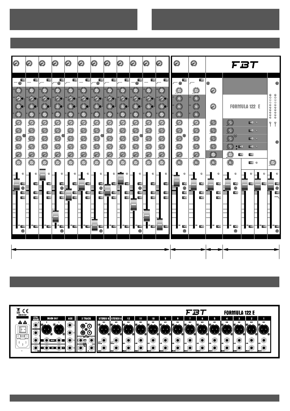 Italiano english, 11 pannello frontale front panel, Pannello posteriore rear panel | Stereo a stereo b, Effect, Ctrl | FBT FORMULA 122E User Manual | Page 13 / 56