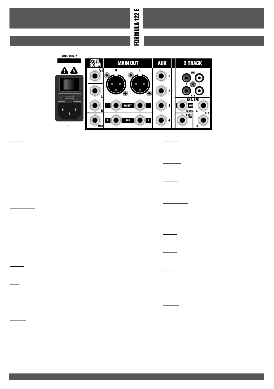 Italiano english | FBT FORMULA 122E User Manual | Page 18 / 56