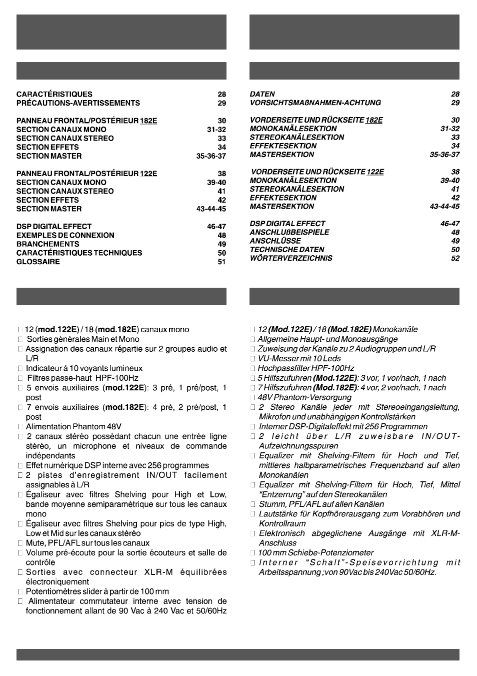 Français deutsch | FBT FORMULA 122E User Manual | Page 30 / 56