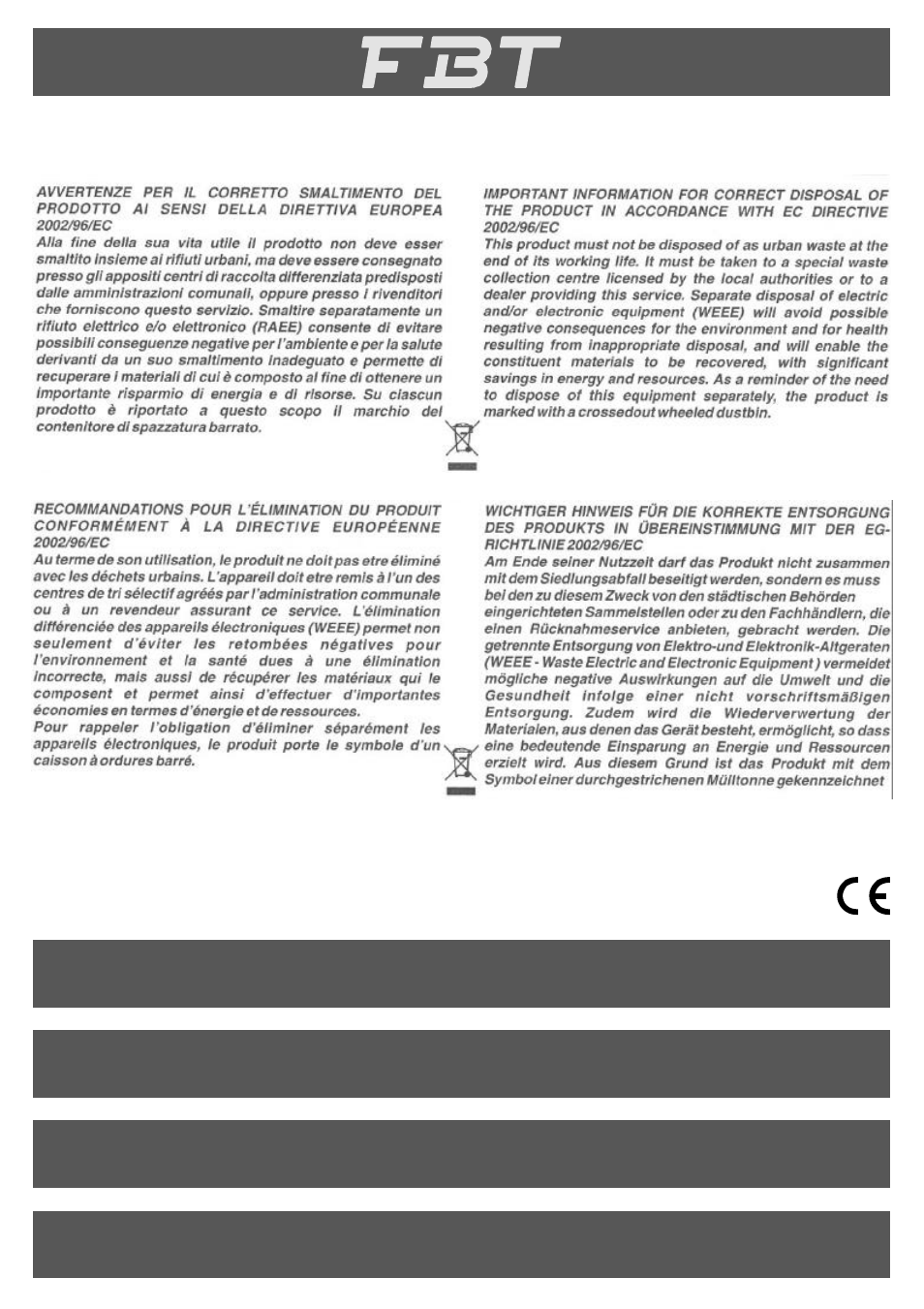 FBT FORMULA 122E User Manual | Page 56 / 56