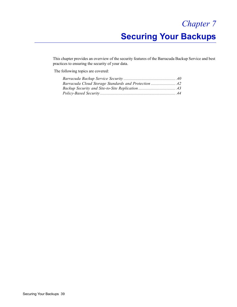 Securing your backups, Chapter 7 – securing your backups, Chapter 7 securing your backups | Barracuda Networks 4 User Manual | Page 41 / 69