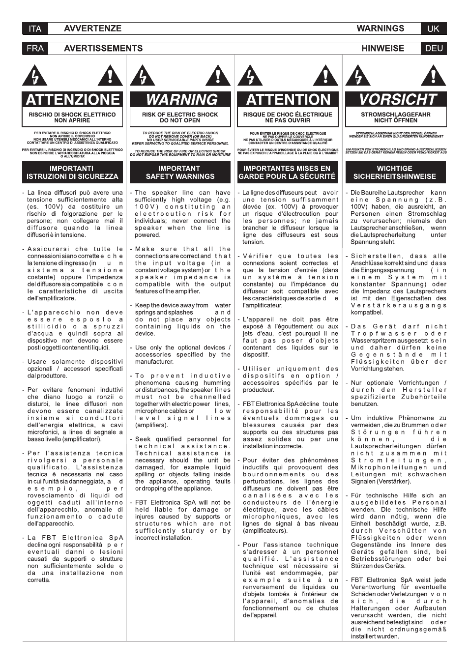 FBT CLA604 (passive) User Manual | Page 2 / 12