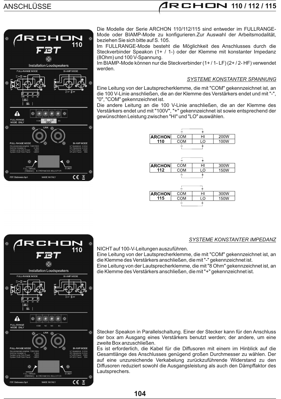 Archon | FBT Archon User Manual | Page 110 / 116
