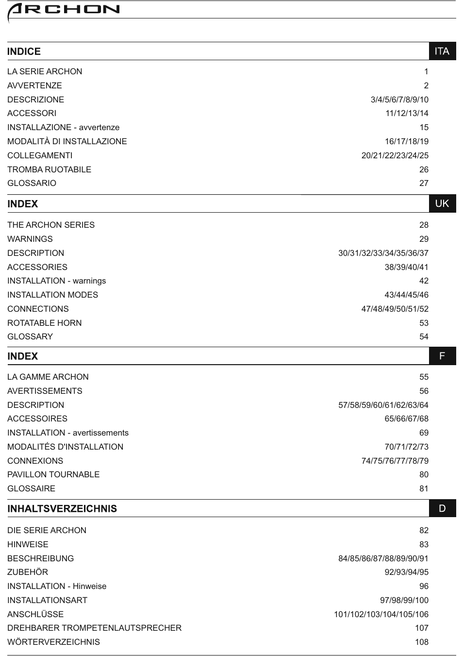 Archon | FBT Archon User Manual | Page 3 / 116