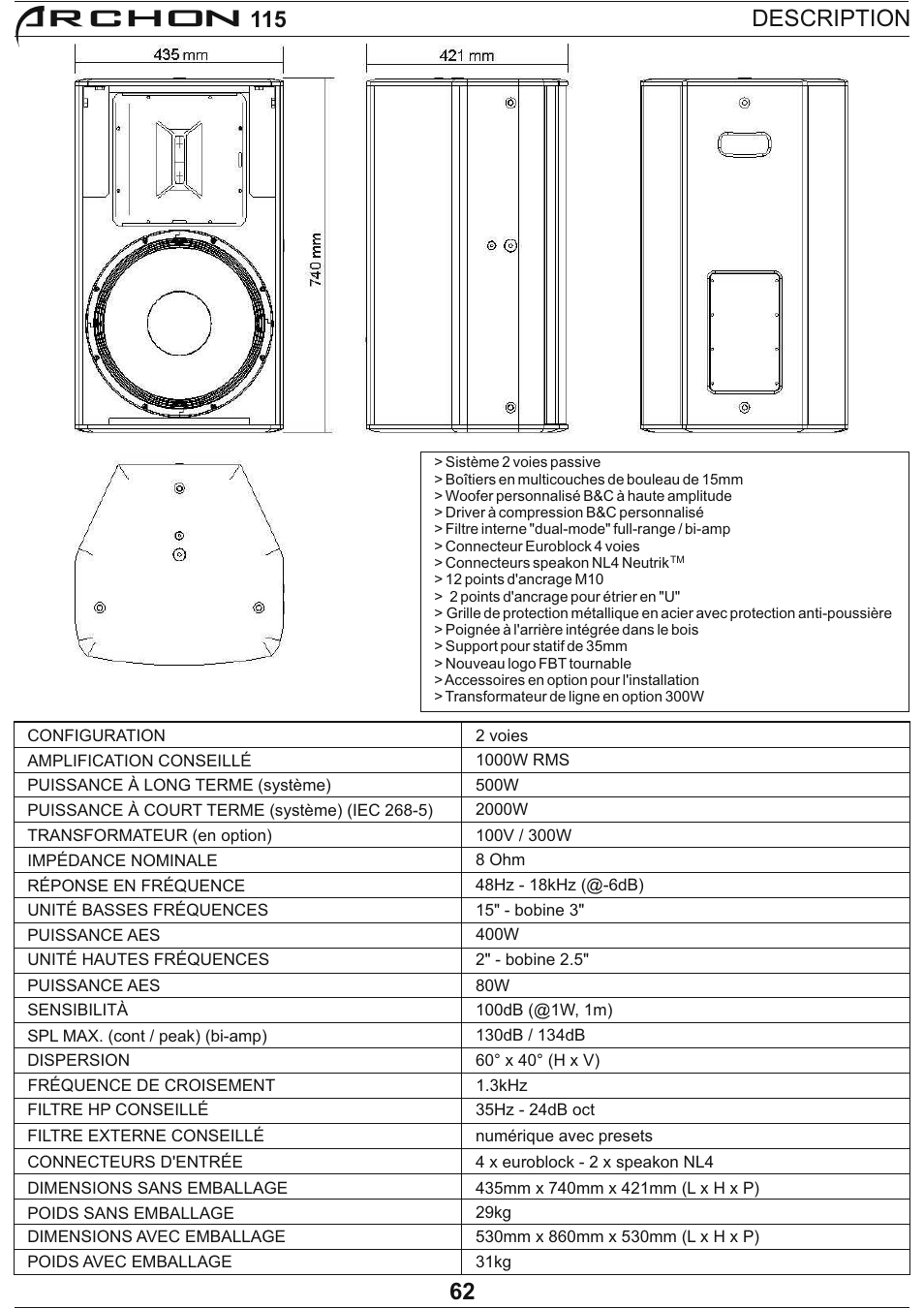Archon, Description | FBT Archon User Manual | Page 67 / 116