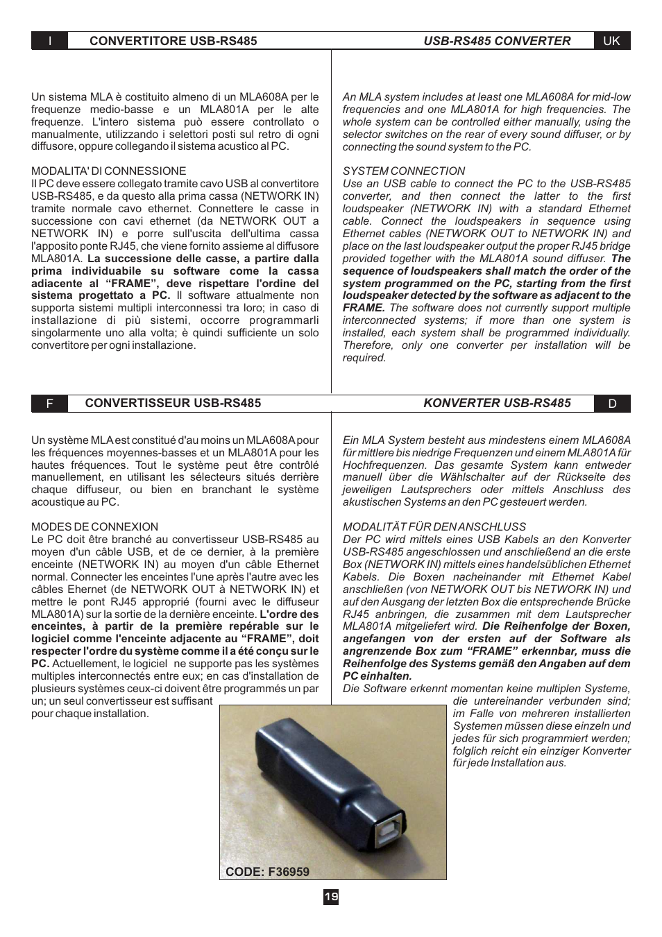 FBT MLA 801A User Manual | Page 21 / 24