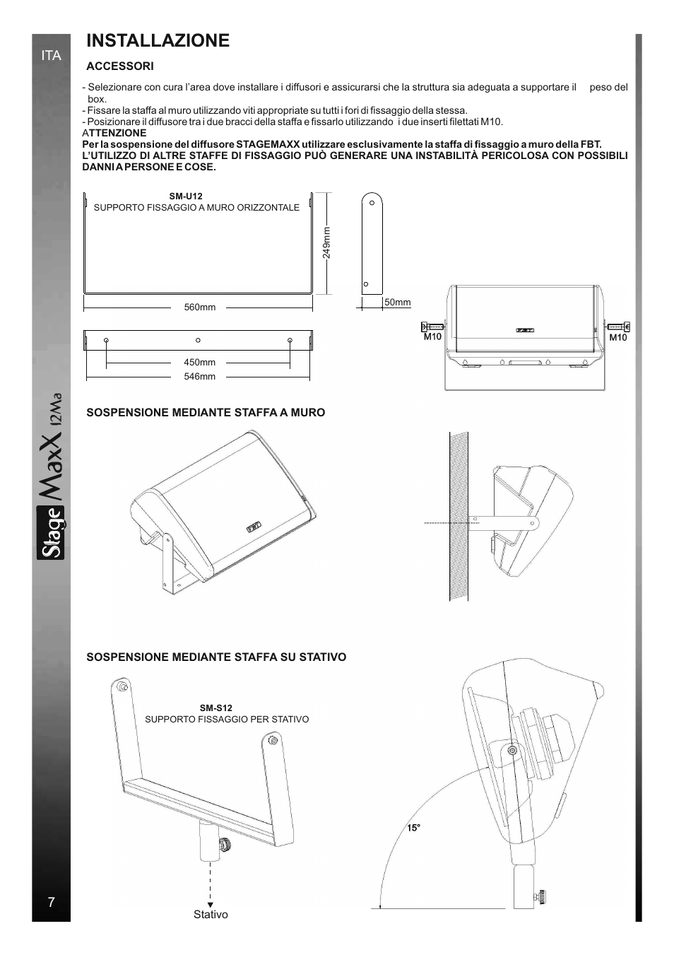 Sta e, Installazione, 12 m a | FBT StageMaxX User Manual | Page 10 / 44