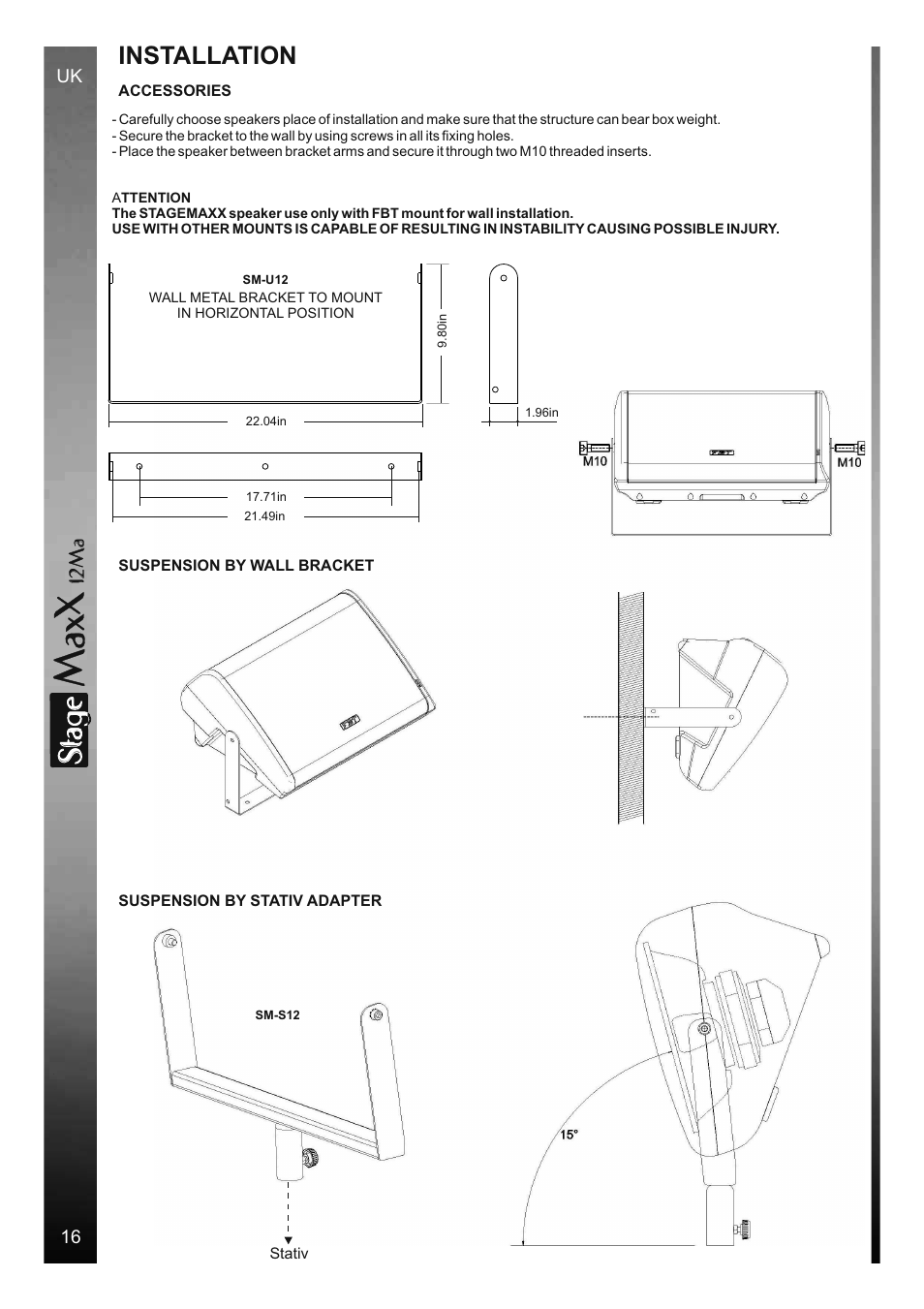 Sta e, Installation, 12 m a | FBT StageMaxX User Manual | Page 20 / 44