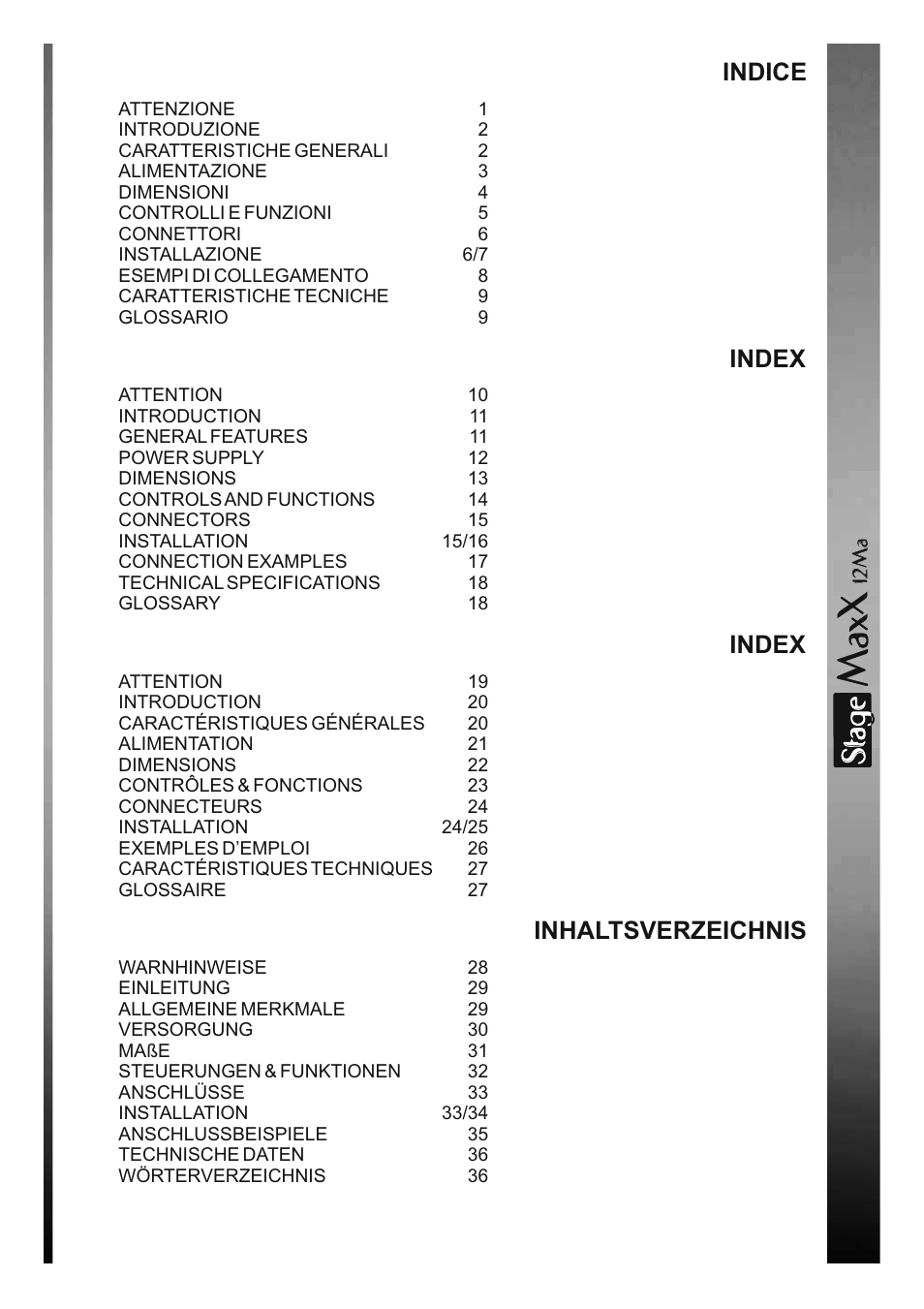 Sta e | FBT StageMaxX User Manual | Page 3 / 44