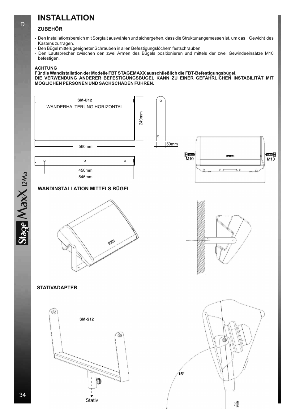 Sta e, Installation, 12 m a | FBT StageMaxX User Manual | Page 40 / 44