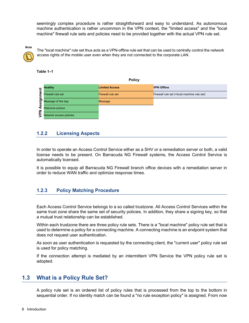 2 licensing aspects, 3 policy matching procedure, 3 what is a policy rule set | Licensing aspects, Policy matching procedure, What is a policy rule set | Barracuda Networks VERSION SP4 User Manual | Page 10 / 268