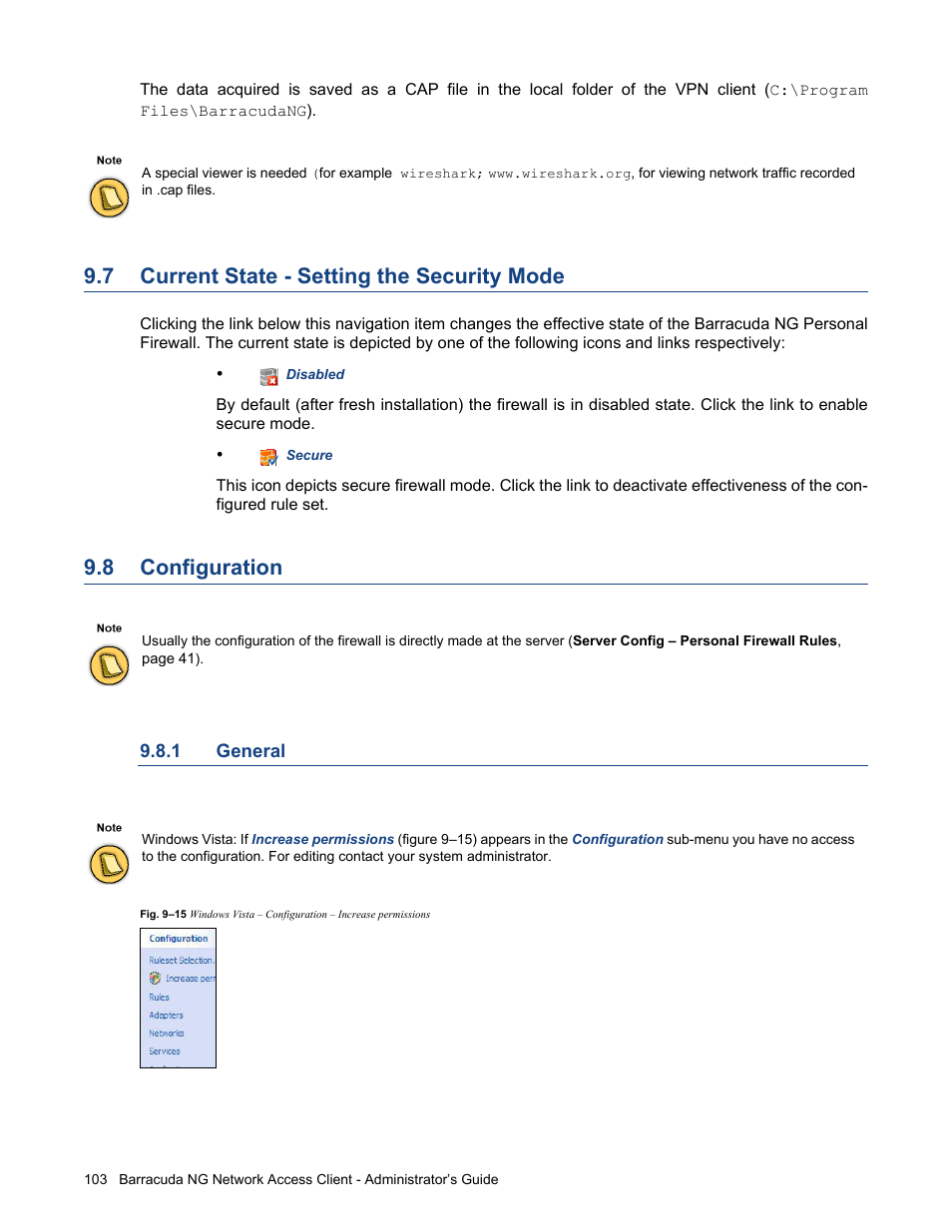 7 current state - setting the security mode, 8 configuration, 1 general | Current state - setting the security mode, Configuration, General | Barracuda Networks VERSION SP4 User Manual | Page 105 / 268
