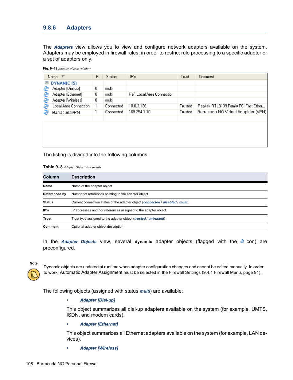 6 adapters, Adapters | Barracuda Networks VERSION SP4 User Manual | Page 110 / 268