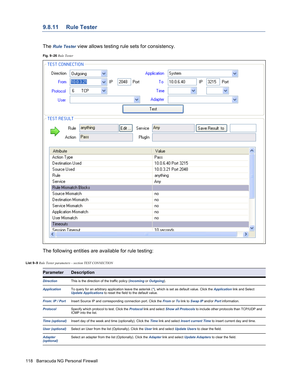 11 rule tester, Rule tester | Barracuda Networks VERSION SP4 User Manual | Page 120 / 268