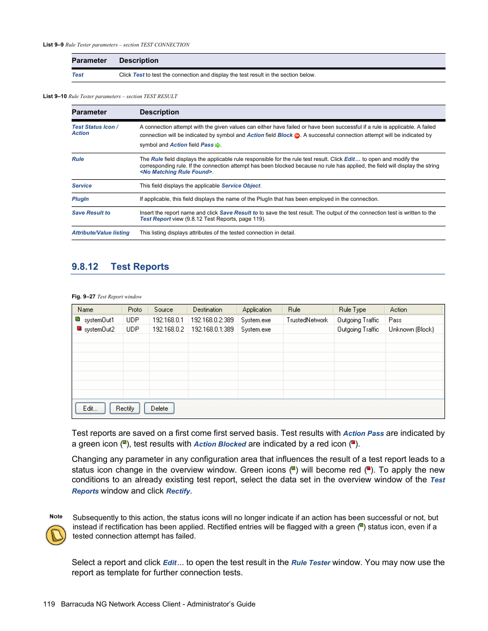 12 test reports, Test reports, Window and click | Select a report and click | Barracuda Networks VERSION SP4 User Manual | Page 121 / 268