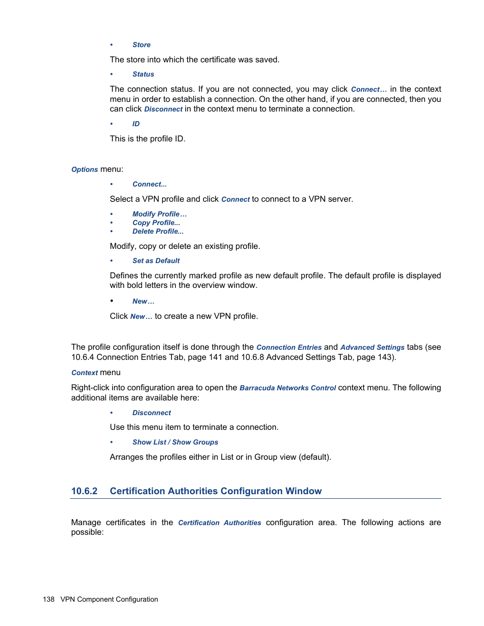 2 certification authorities configuration window, Certification authorities configuration window | Barracuda Networks VERSION SP4 User Manual | Page 140 / 268