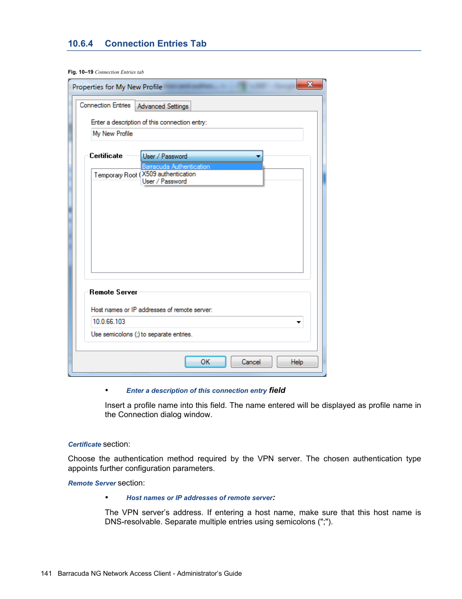 4 connection entries tab, Connection entries tab | Barracuda Networks VERSION SP4 User Manual | Page 143 / 268