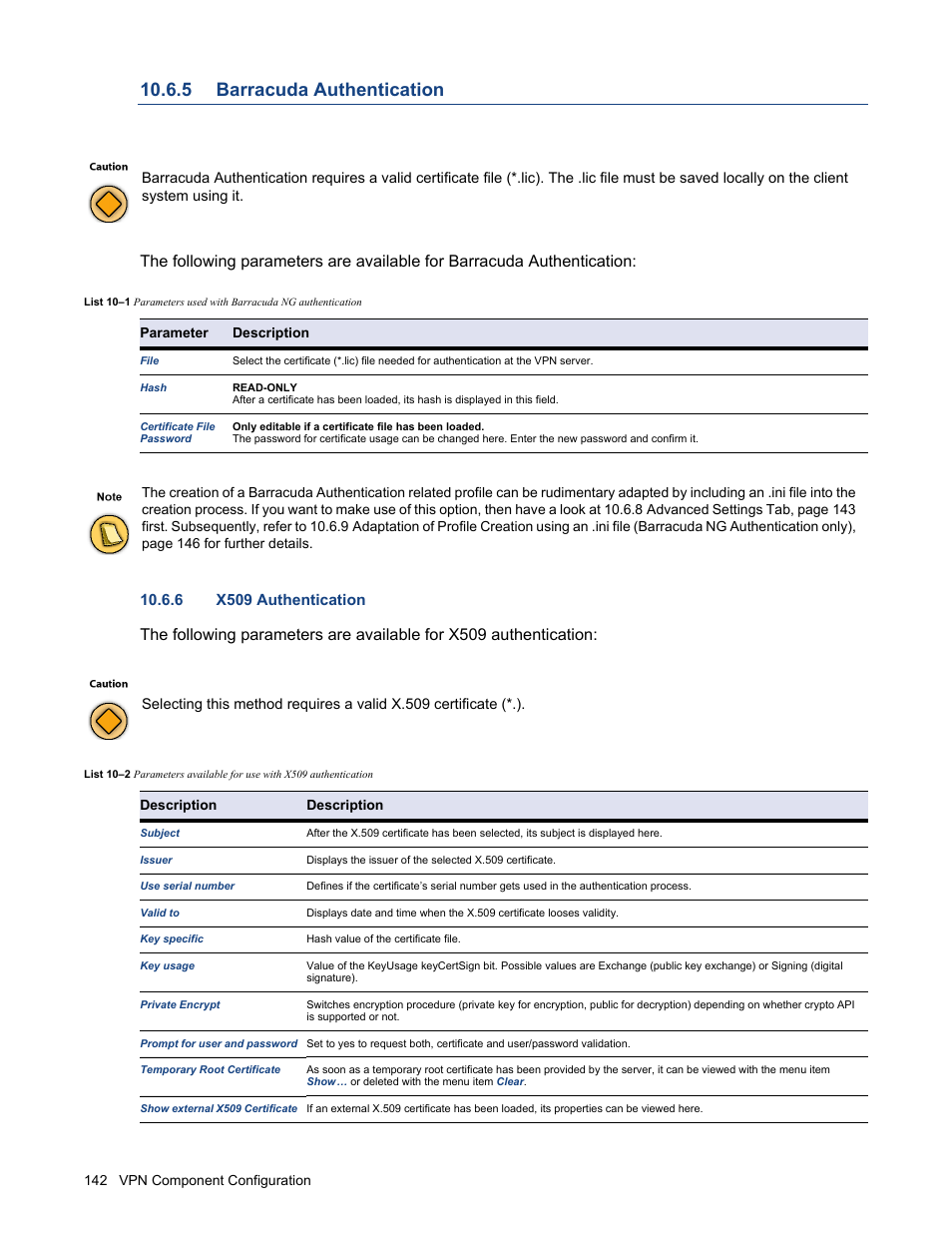 5 barracuda authentication, 6 x509 authentication, Barracuda authentication | Barracuda Networks VERSION SP4 User Manual | Page 144 / 268