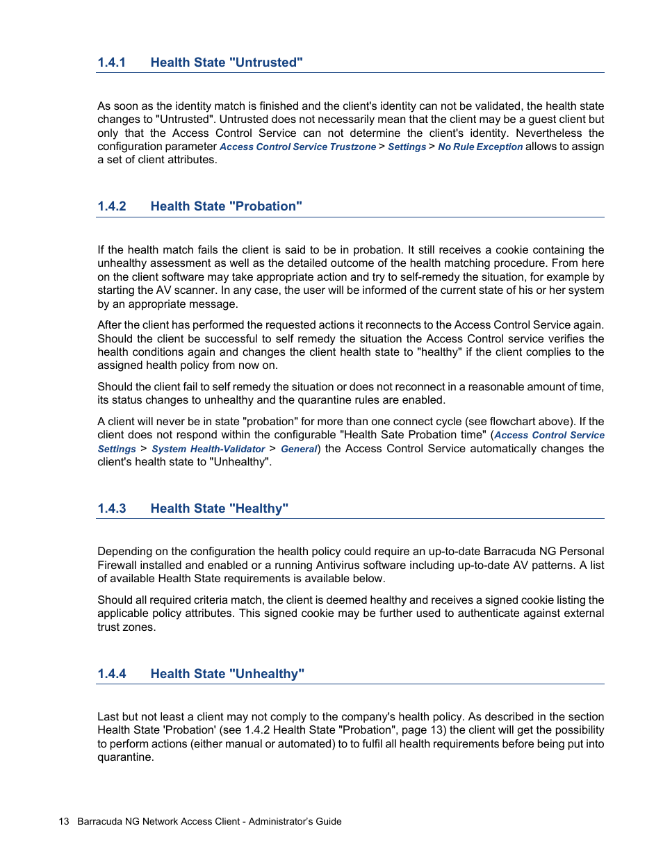 1 health state "untrusted, 2 health state "probation, 3 health state "healthy | 4 health state "unhealthy, Health state "untrusted, Health state "probation, Health state "healthy, Health state "unhealthy | Barracuda Networks VERSION SP4 User Manual | Page 15 / 268