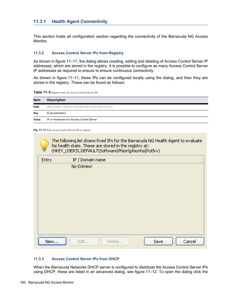 1 health agent connectivity, 2 access control server ips from registry, 3 access control server ips from dhcp | Health agent connectivity, Dialog. (see 11.3.3 access control server ips | Barracuda Networks VERSION SP4 User Manual | Page 162 / 268