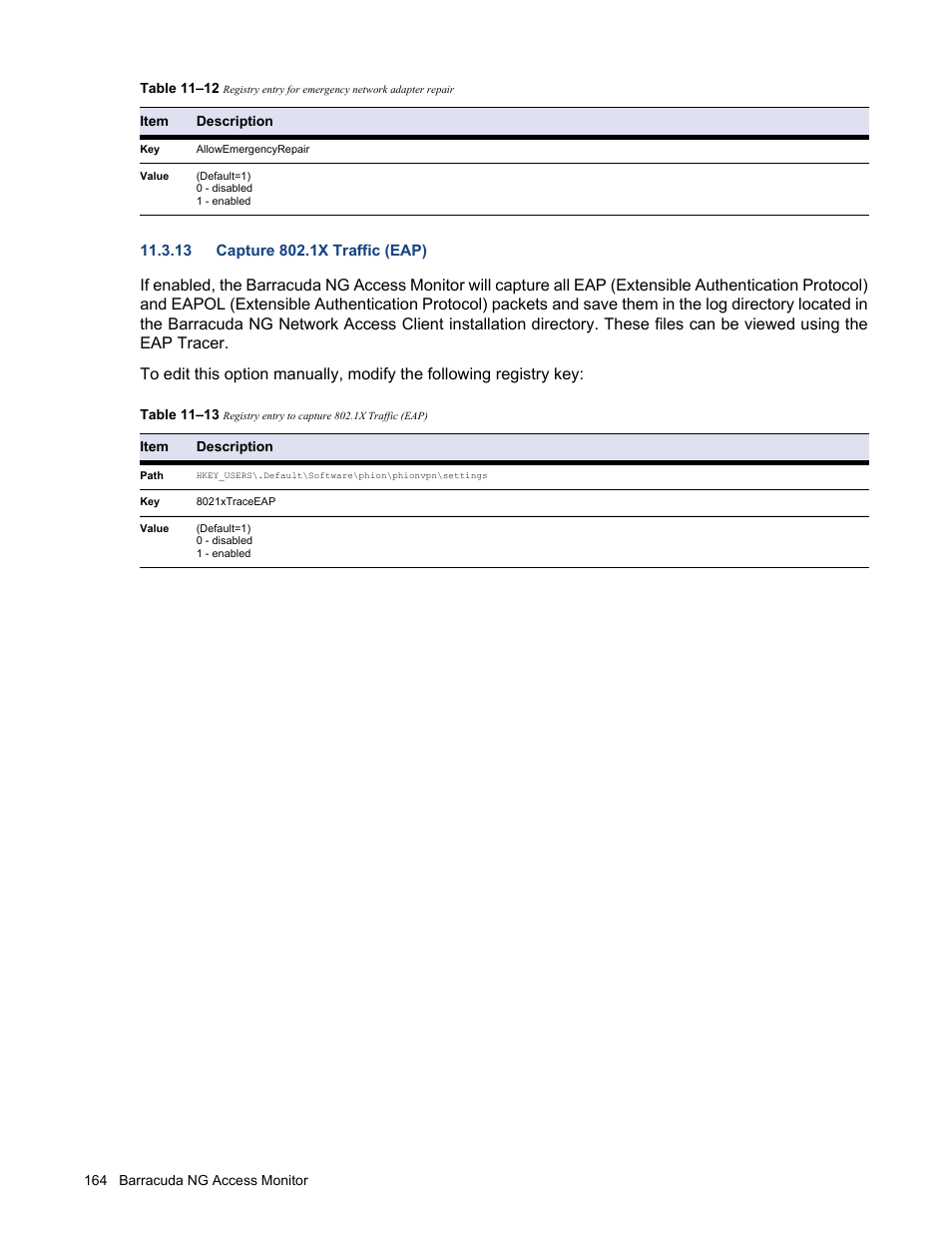 13 capture 802.1x traffic (eap) | Barracuda Networks VERSION SP4 User Manual | Page 166 / 268