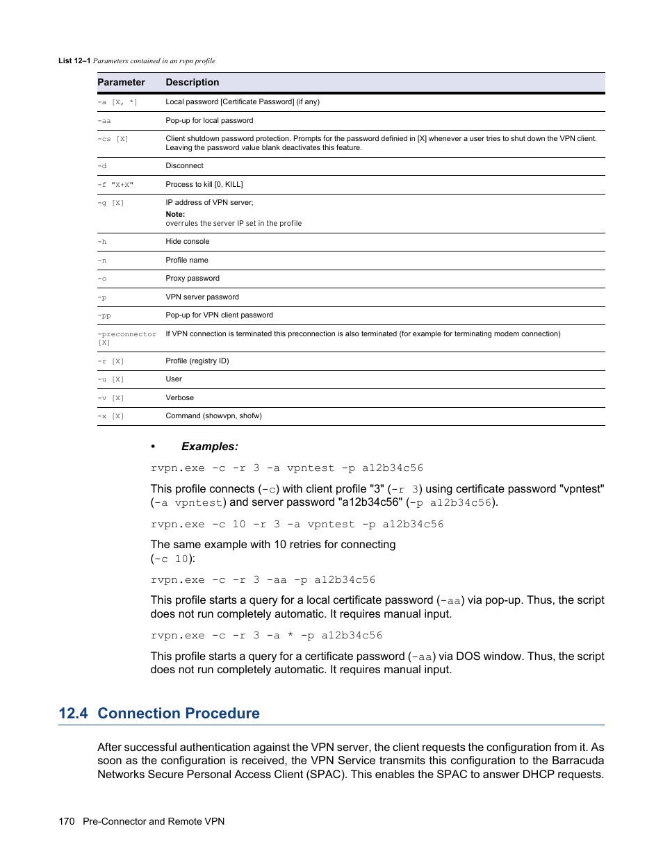 4 connection procedure, Connection procedure | Barracuda Networks VERSION SP4 User Manual | Page 172 / 268