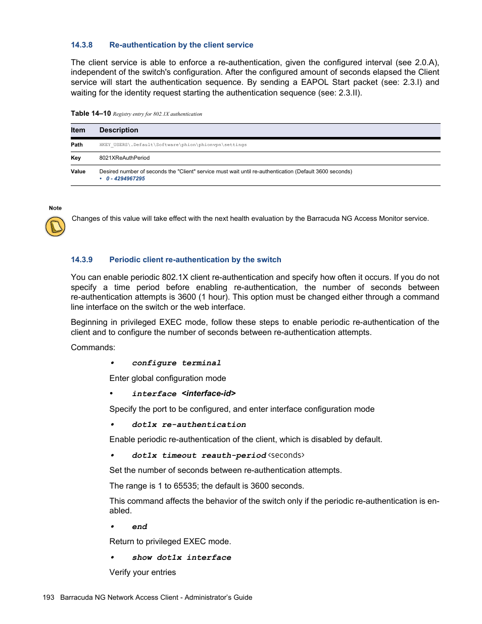 8 re-authentication by the client service, 9 periodic client re-authentication by the switch | Barracuda Networks VERSION SP4 User Manual | Page 195 / 268