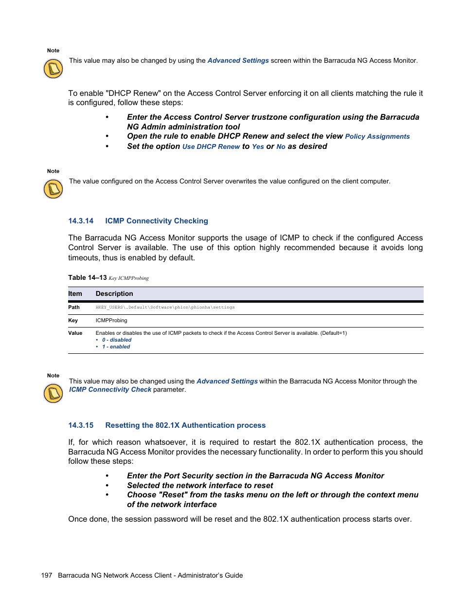 14 icmp connectivity checking, 15 resetting the 802.1x authentication process | Barracuda Networks VERSION SP4 User Manual | Page 199 / 268