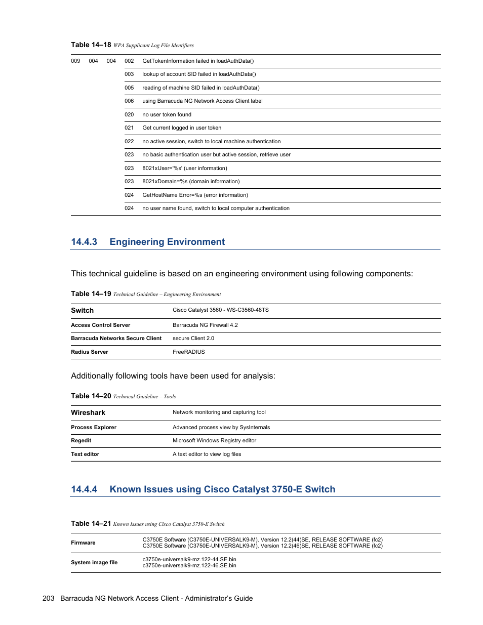 3 engineering environment, 4 known issues using cisco catalyst 3750-e switch, Engineering environment | Known issues using cisco catalyst 3750-e switch | Barracuda Networks VERSION SP4 User Manual | Page 205 / 268