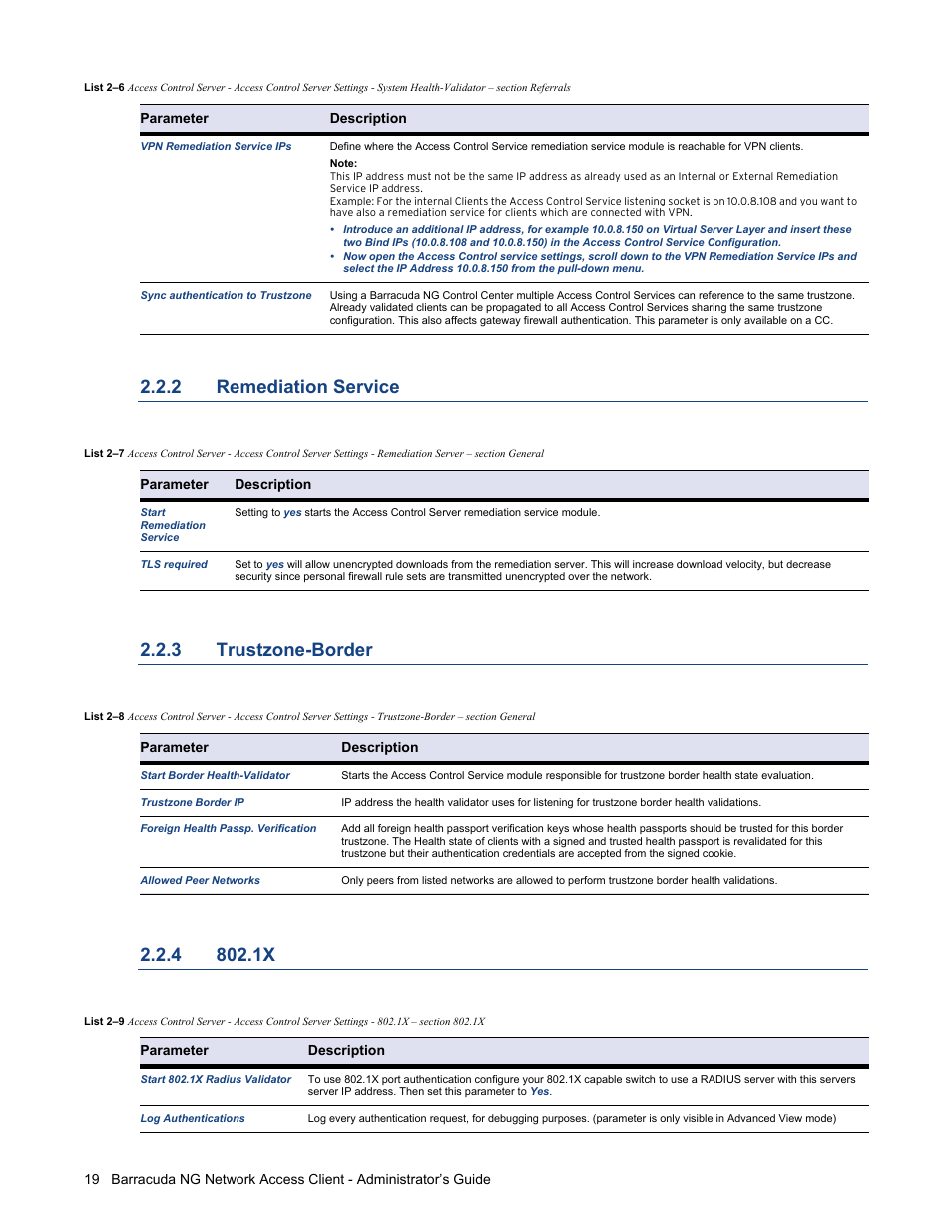2 remediation service, 3 trustzone-border, 4 802.1x | Remediation service, Trustzone-border | Barracuda Networks VERSION SP4 User Manual | Page 21 / 268