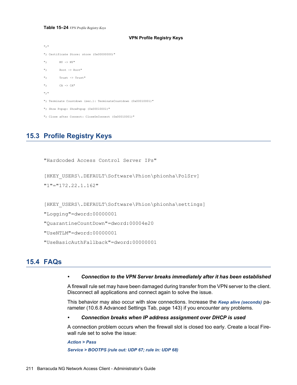 3 profile registry keys, 4 faqs, Profile registry keys | Faqs | Barracuda Networks VERSION SP4 User Manual | Page 213 / 268
