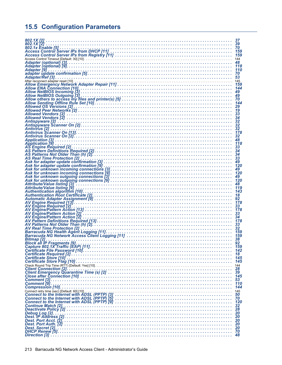 5 configuration parameters, Configuration parameters | Barracuda Networks VERSION SP4 User Manual | Page 215 / 268