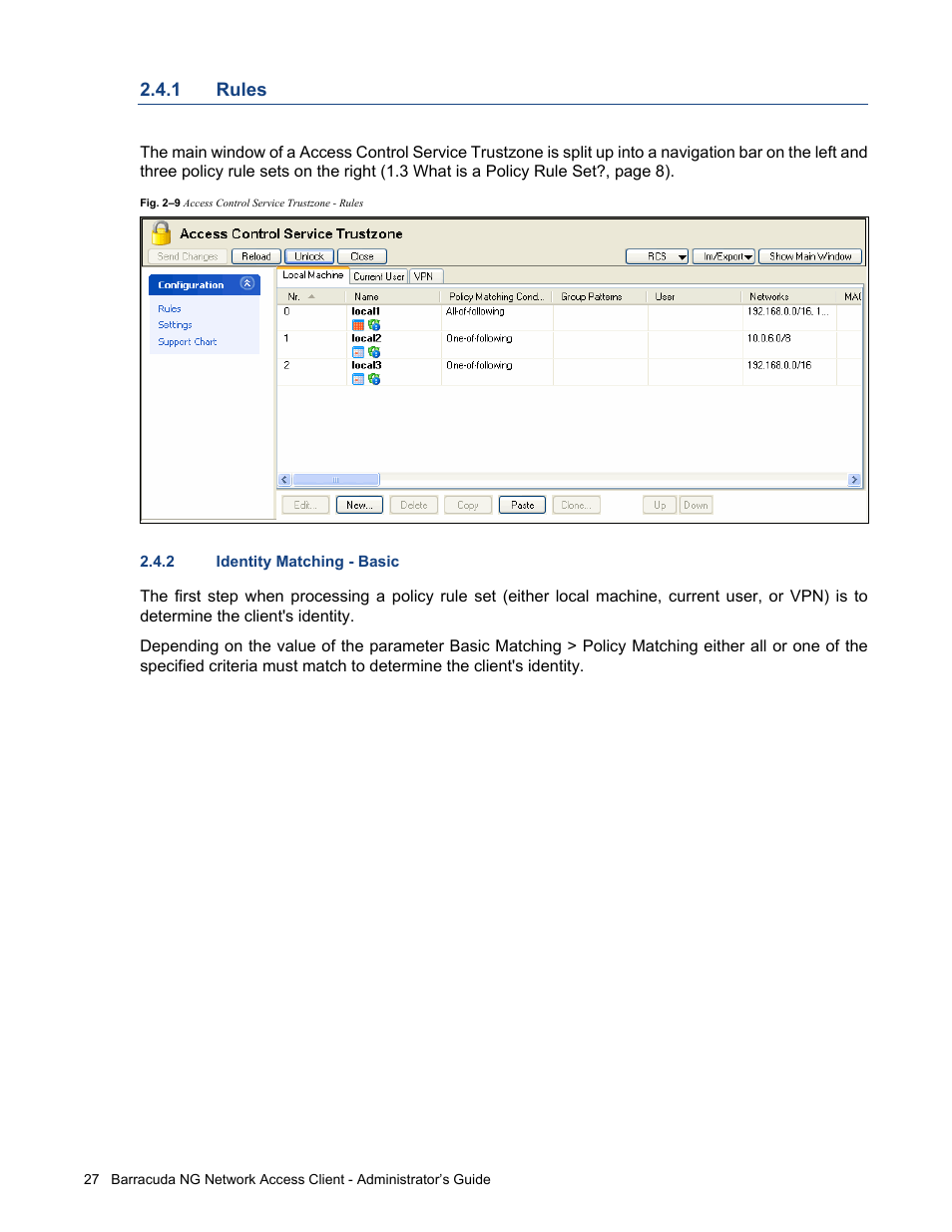 1 rules, 2 identity matching - basic, Rules | Barracuda Networks VERSION SP4 User Manual | Page 29 / 268
