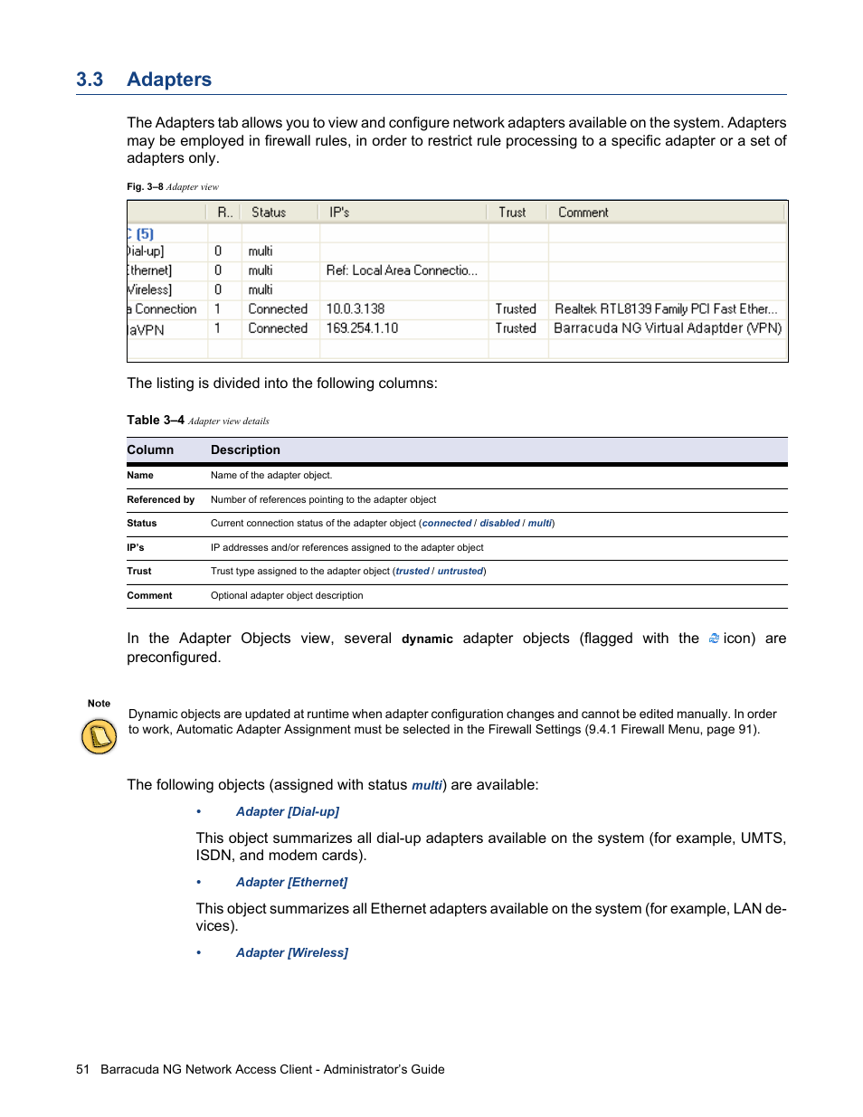 3 adapters, Adapters | Barracuda Networks VERSION SP4 User Manual | Page 53 / 268