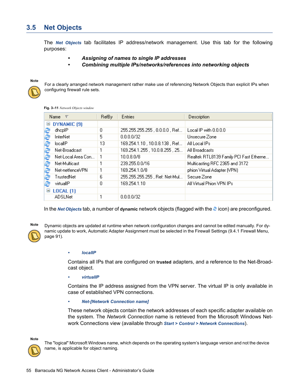 5 net objects, Net objects | Barracuda Networks VERSION SP4 User Manual | Page 57 / 268