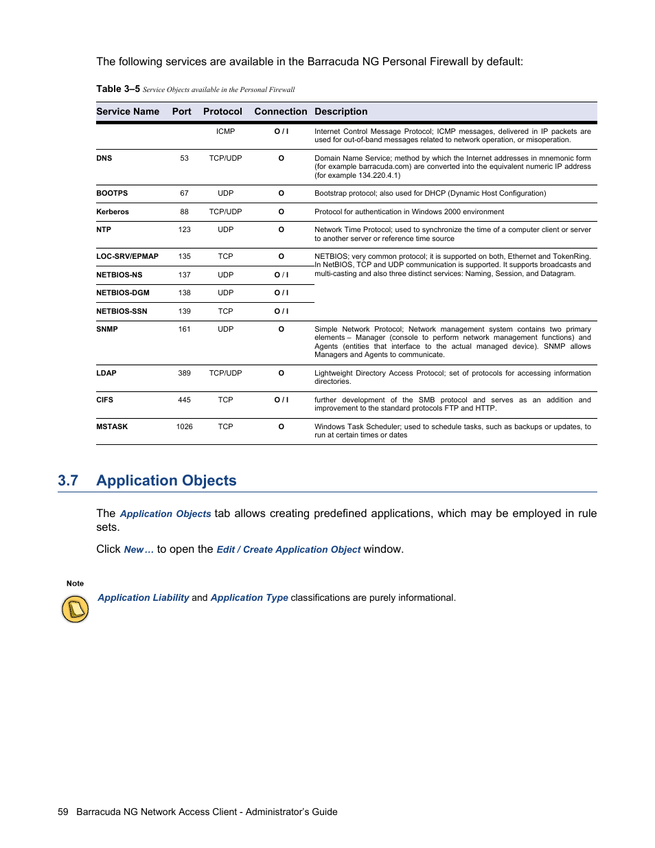 7 application objects, Application objects, Window | Barracuda Networks VERSION SP4 User Manual | Page 61 / 268