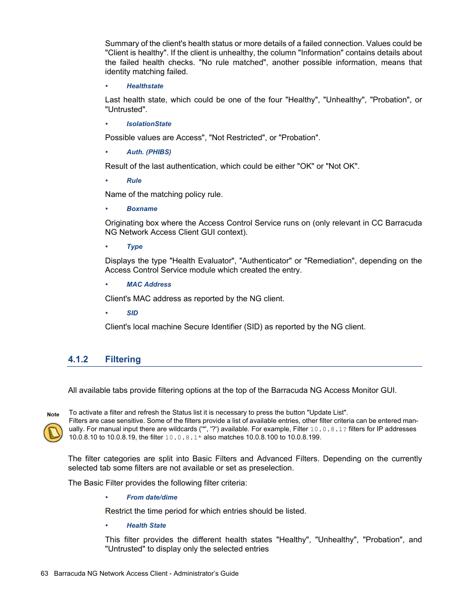 2 filtering, Filtering | Barracuda Networks VERSION SP4 User Manual | Page 65 / 268
