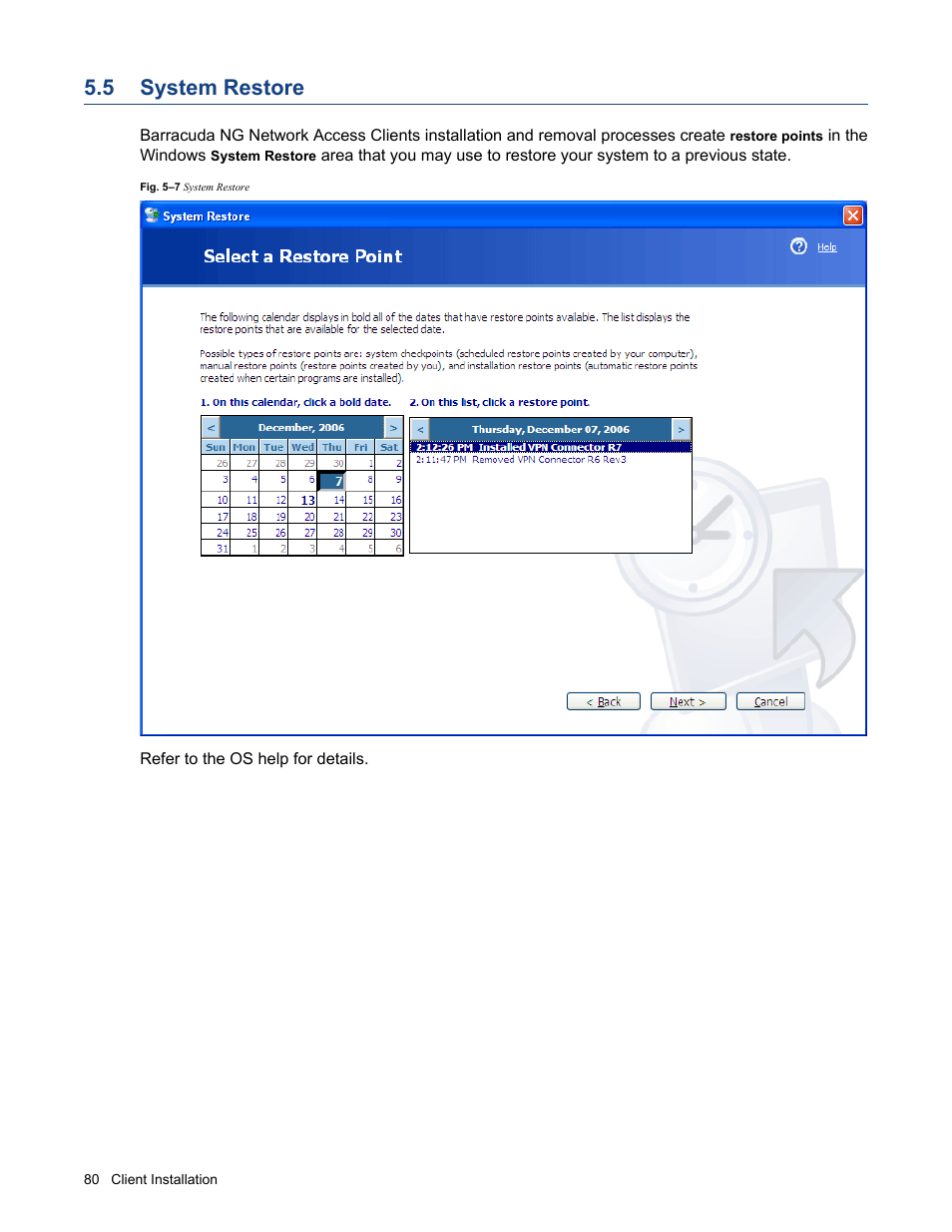 5 system restore, System restore | Barracuda Networks VERSION SP4 User Manual | Page 82 / 268